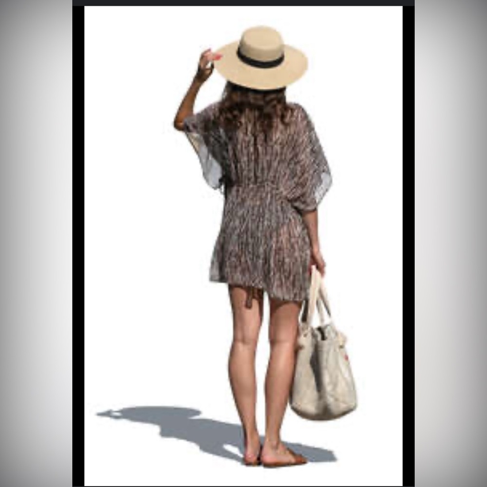 H&M Brown and White Swim Coverup